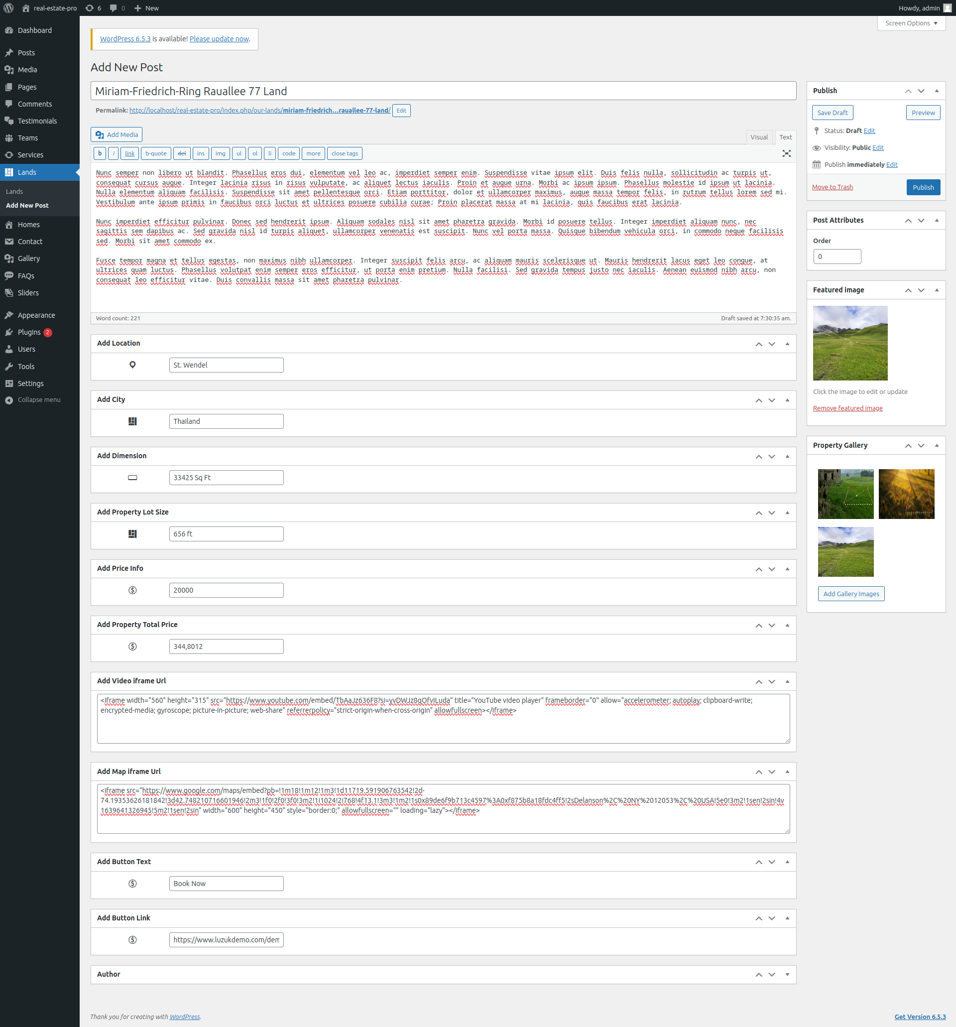 set Featured Page section