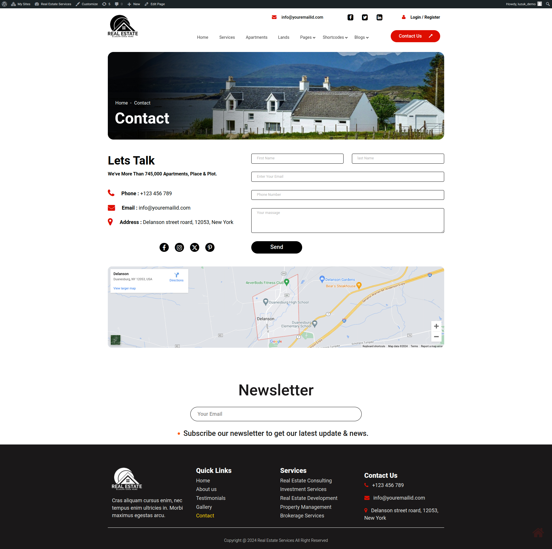 select Contact Page template