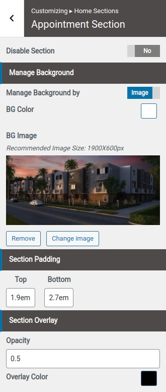 set contact section