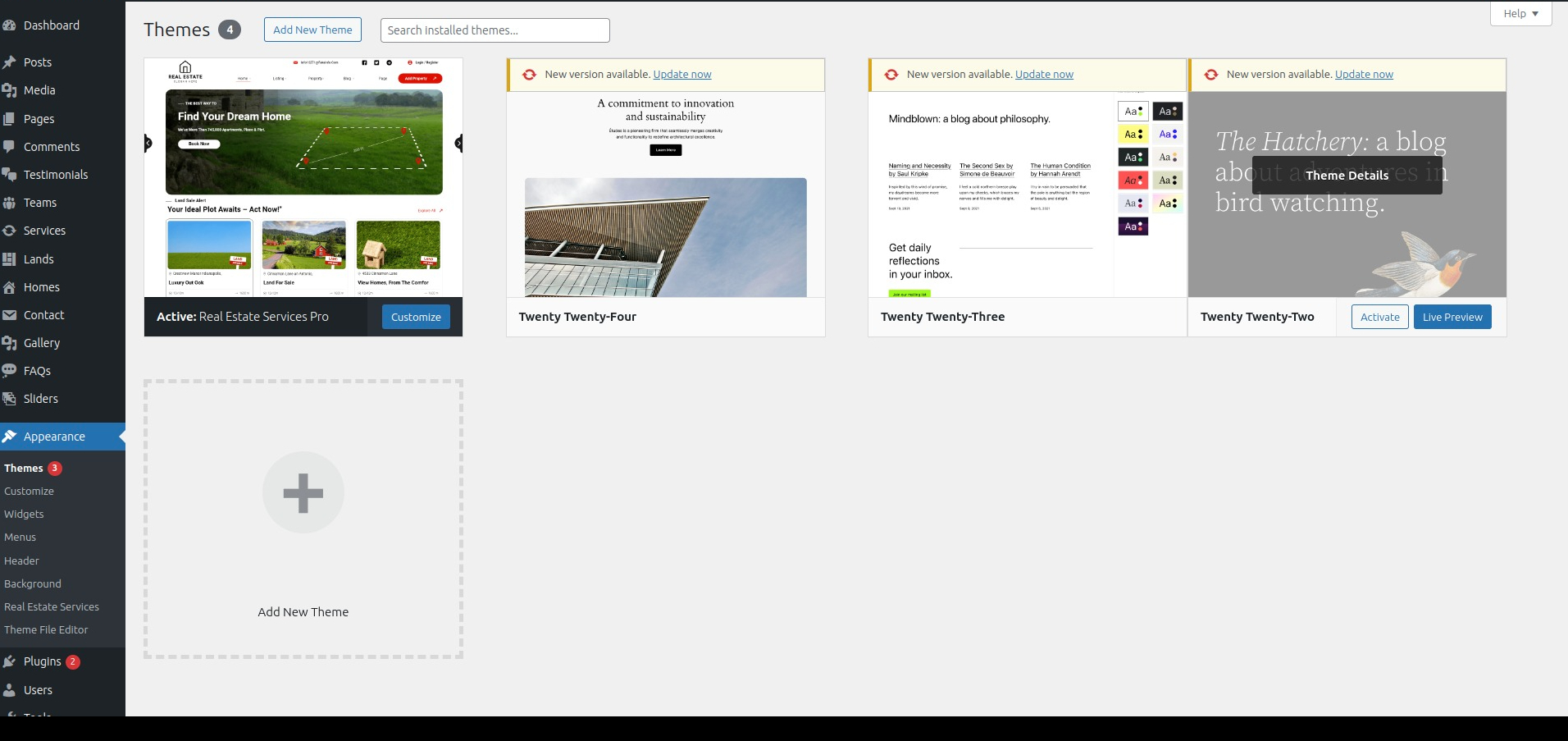 Add New Theme