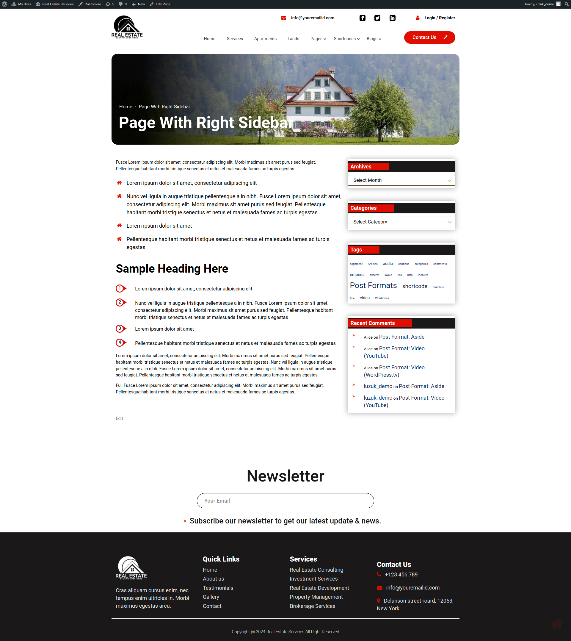 select Page With Right Sidebar template