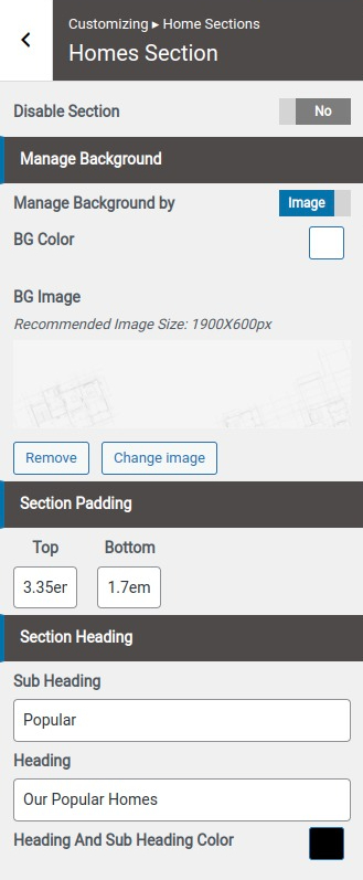 set Featured Page section