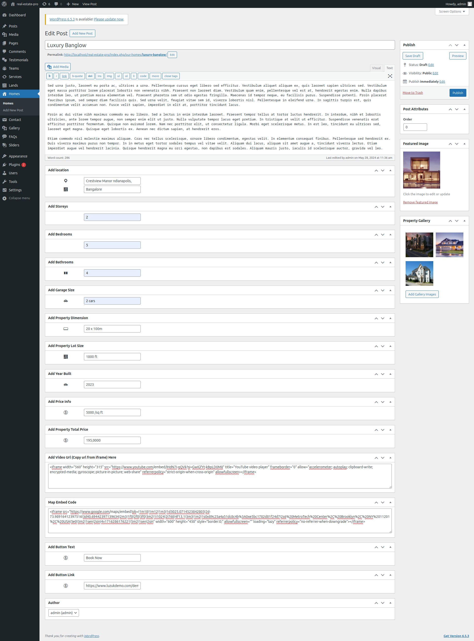 set Featured Page section