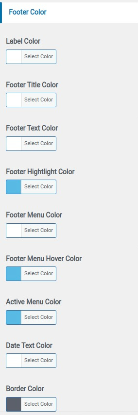 set Footer section