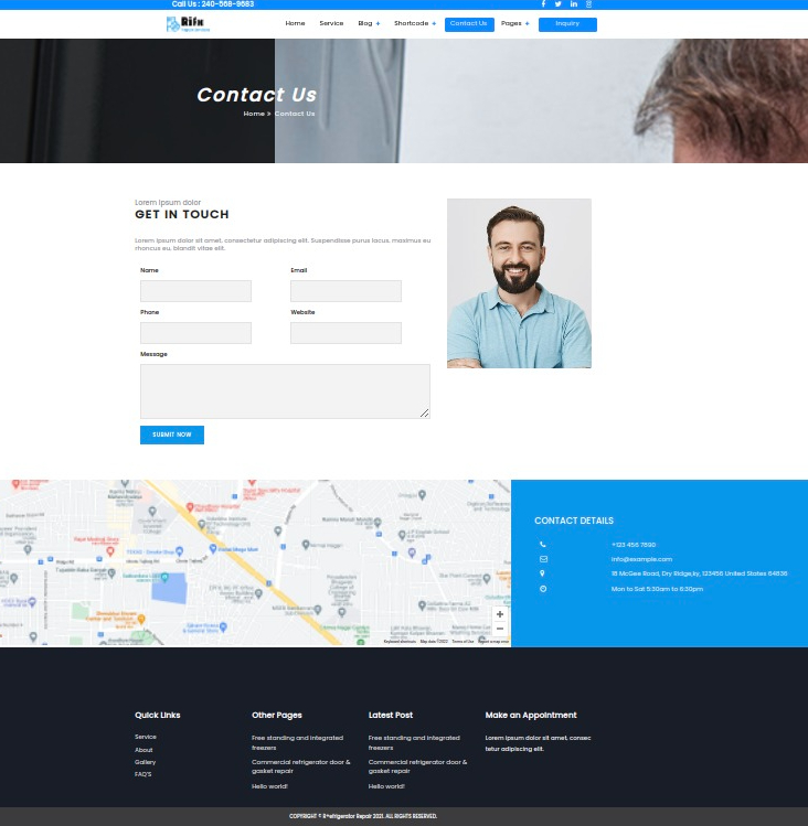 select Contact Page template