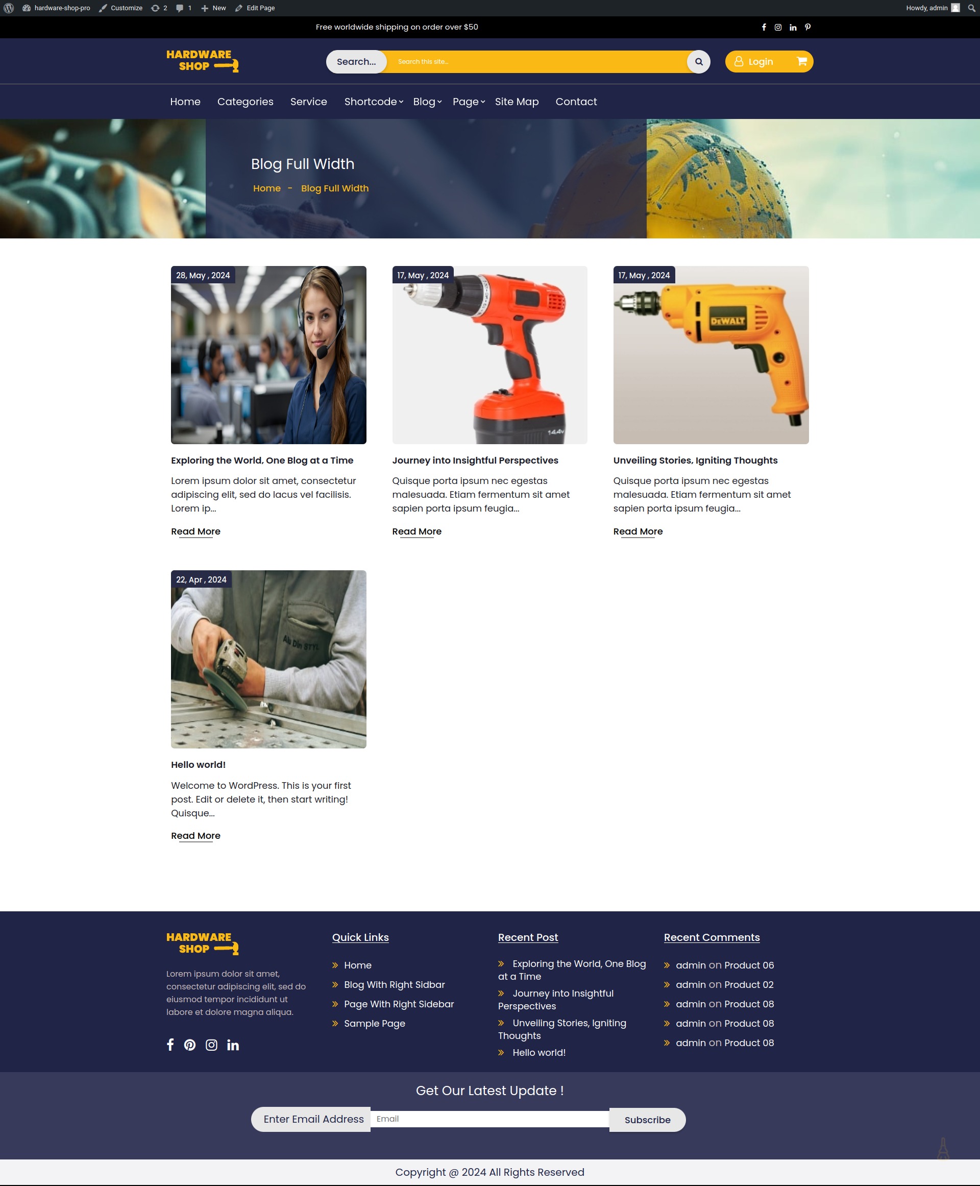 select Blog Full Width template