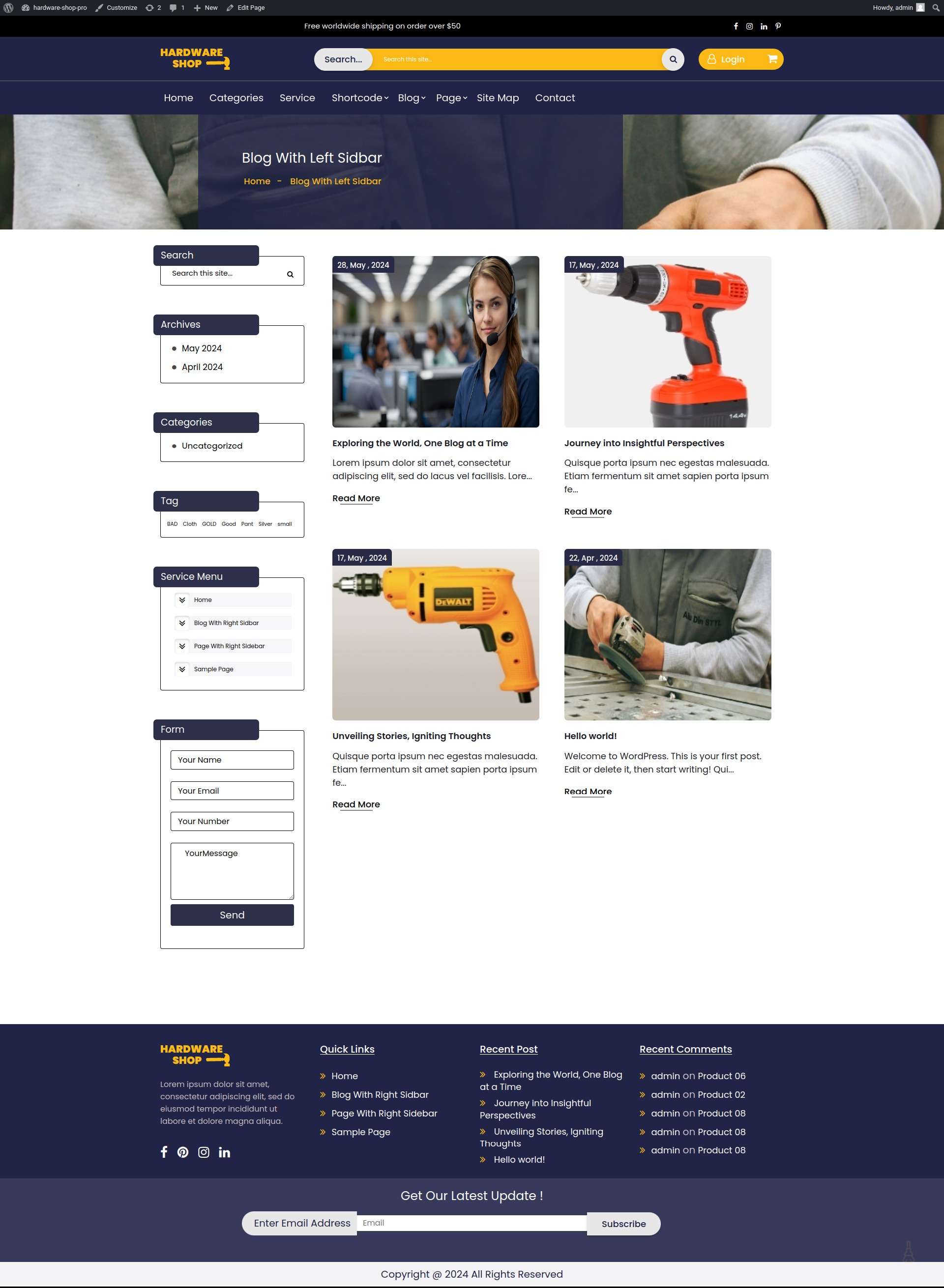 select Blog With Left Sidebar template