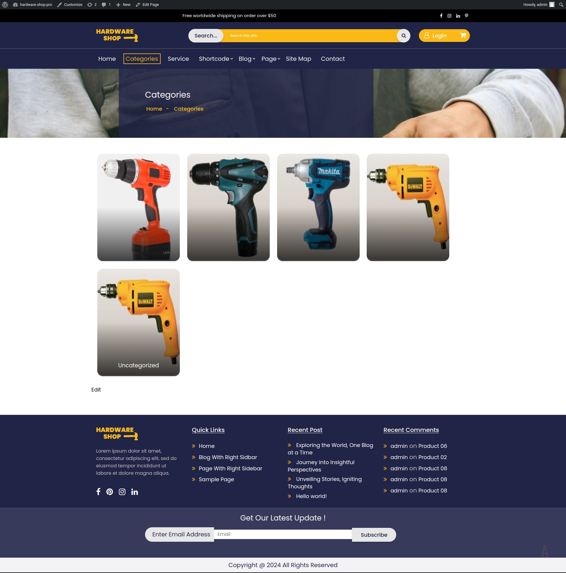 select Page With Left Sidebar template