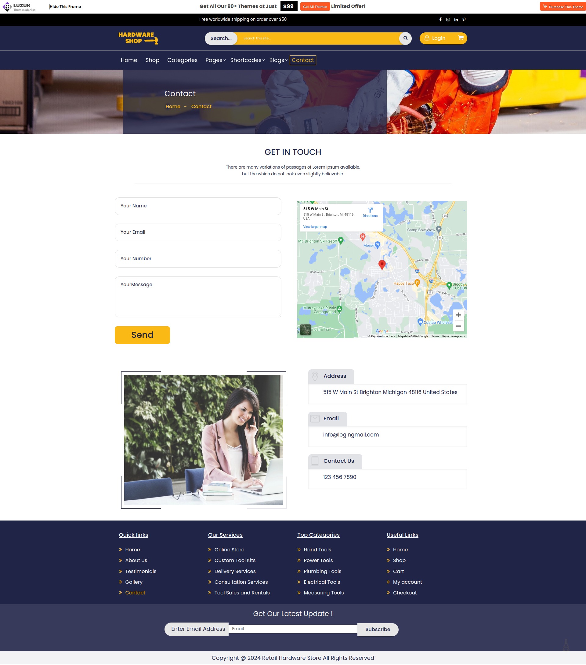select Contact Page template
