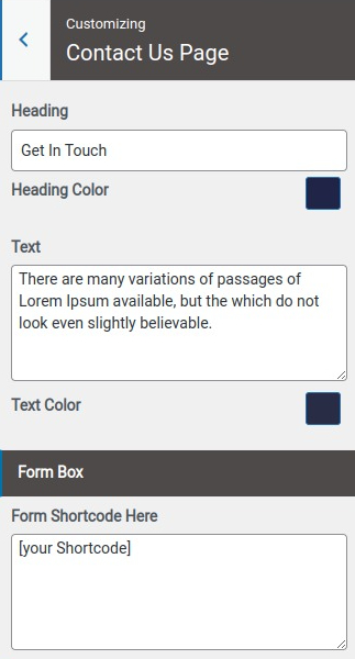 select Contact Page template