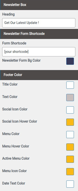 set Footer section