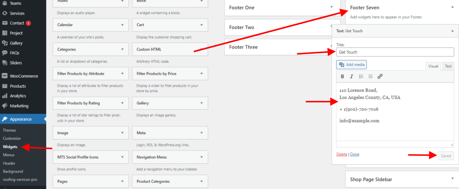 set Footer section