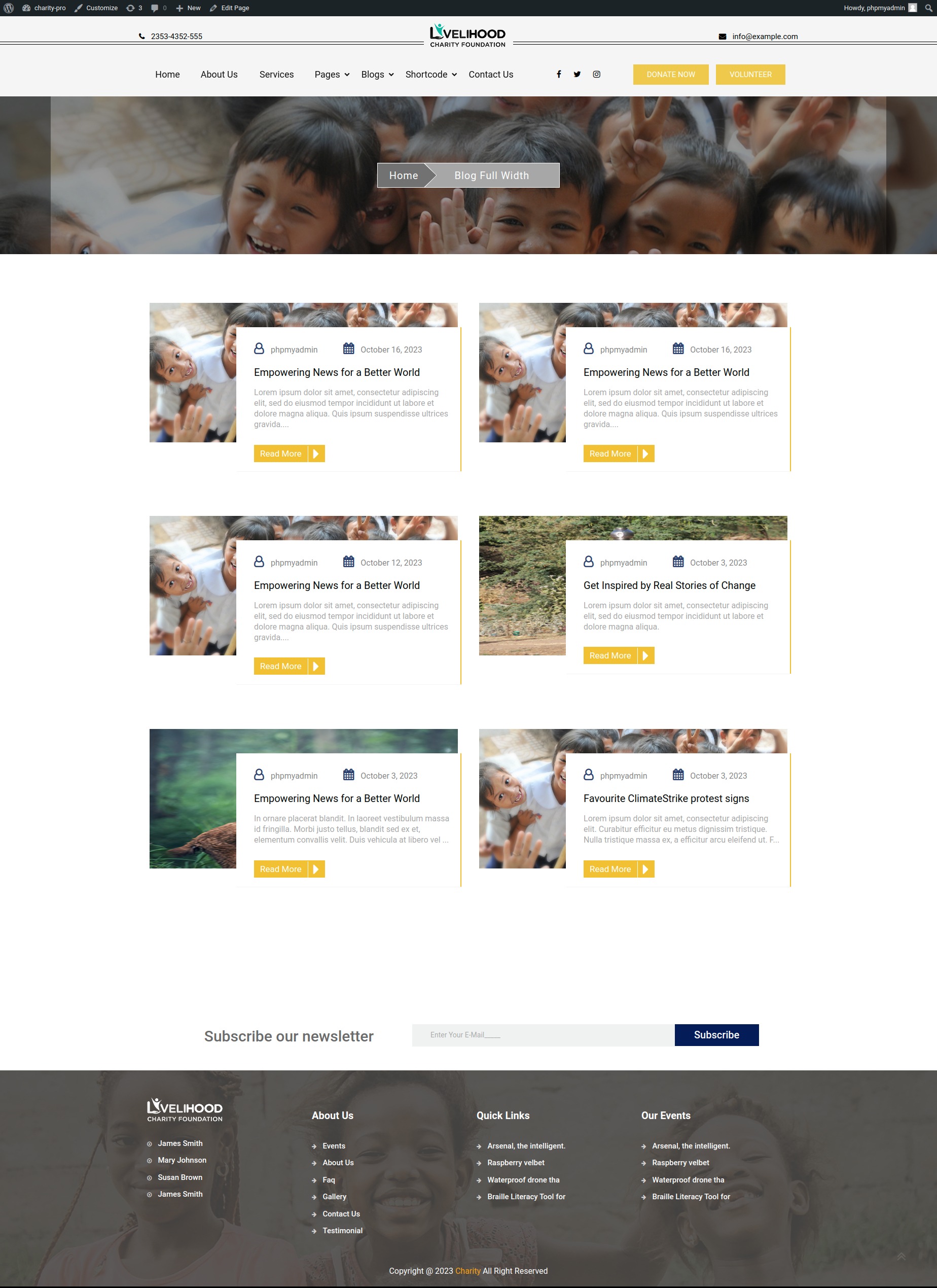 select Blog Full Width template