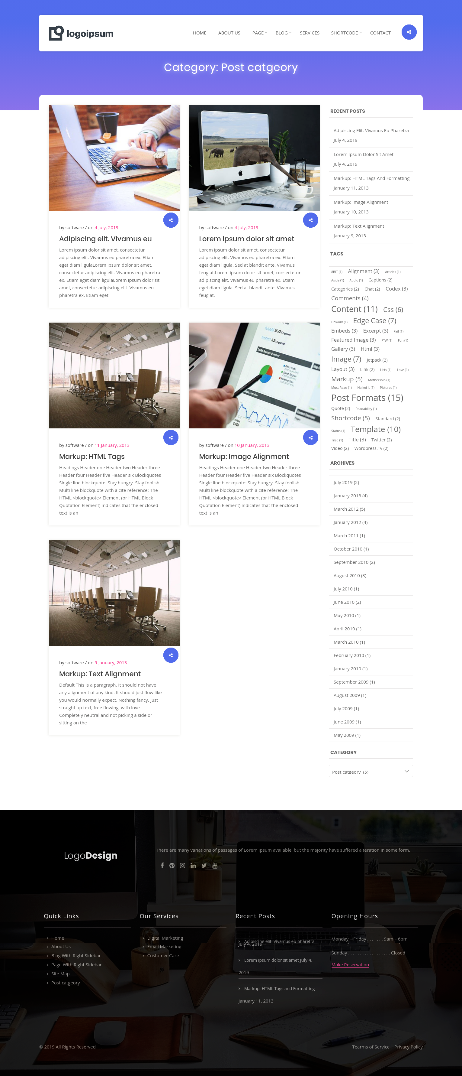 select Blog With Right Sidebar template