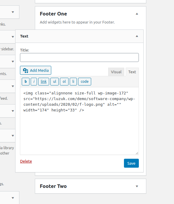 set Footer section