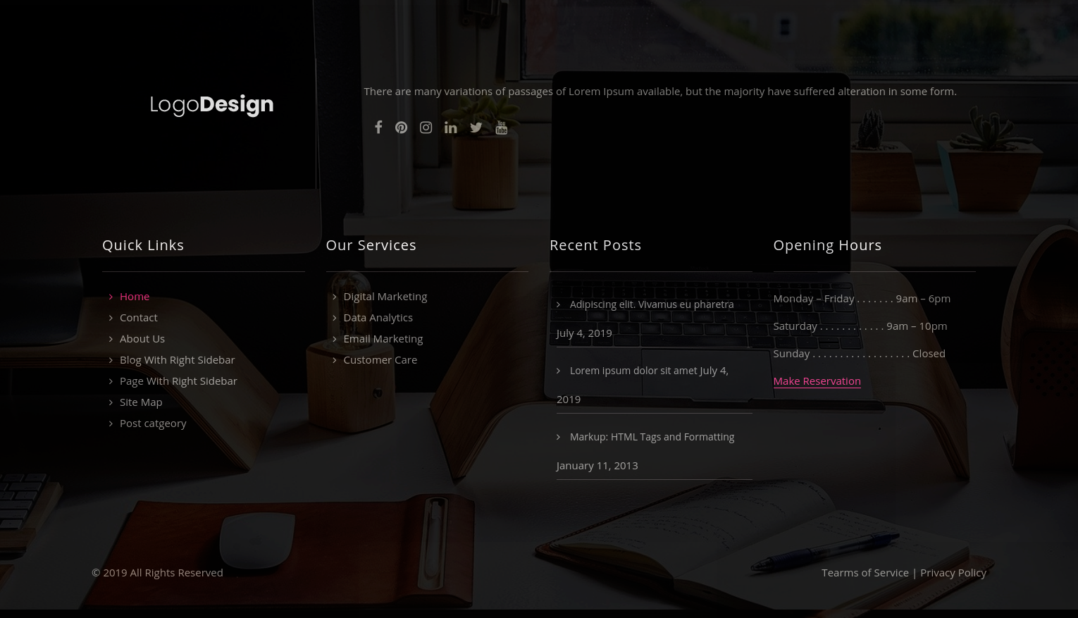 set footer section