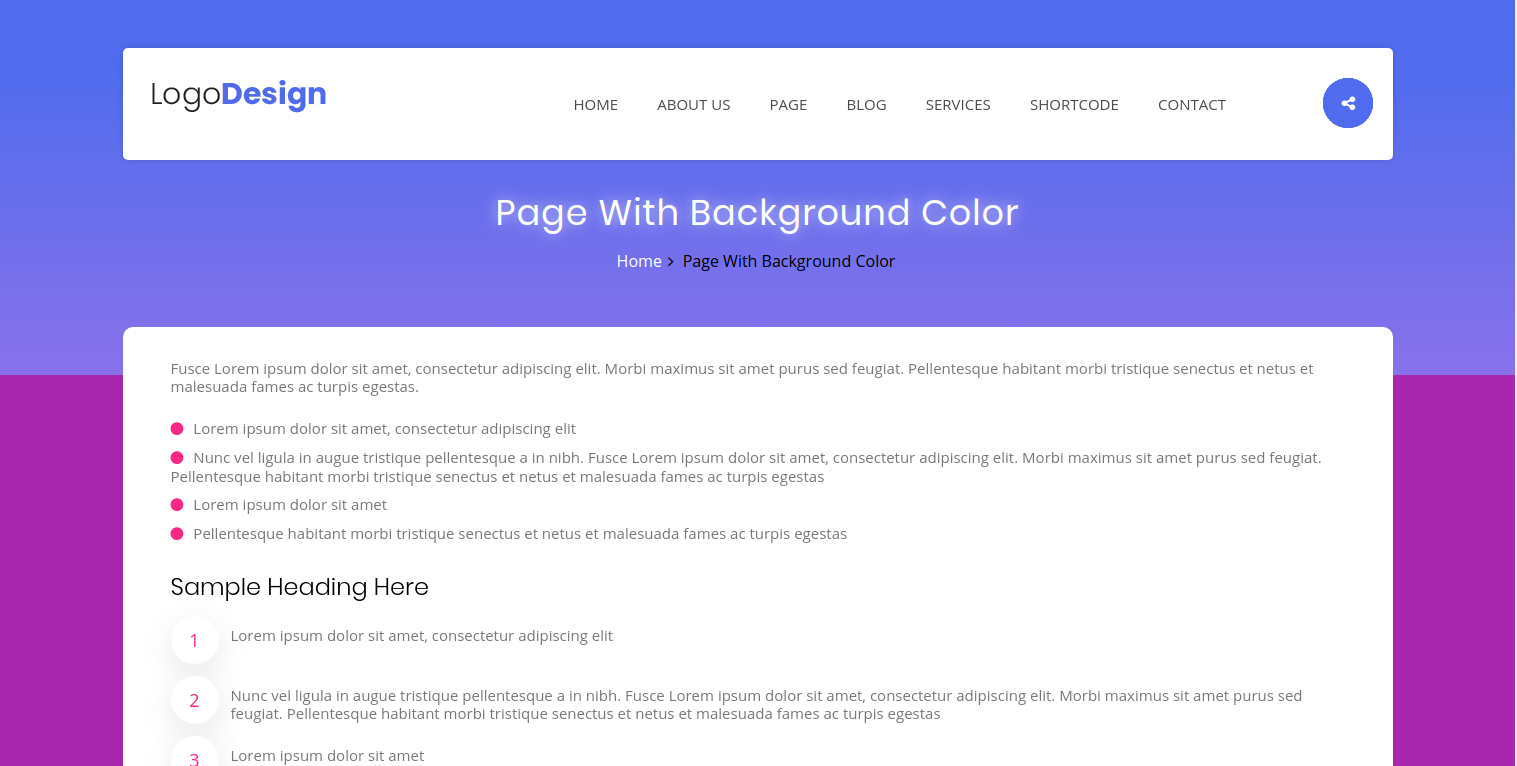 Page with background color