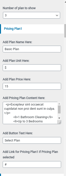 set pricing Section