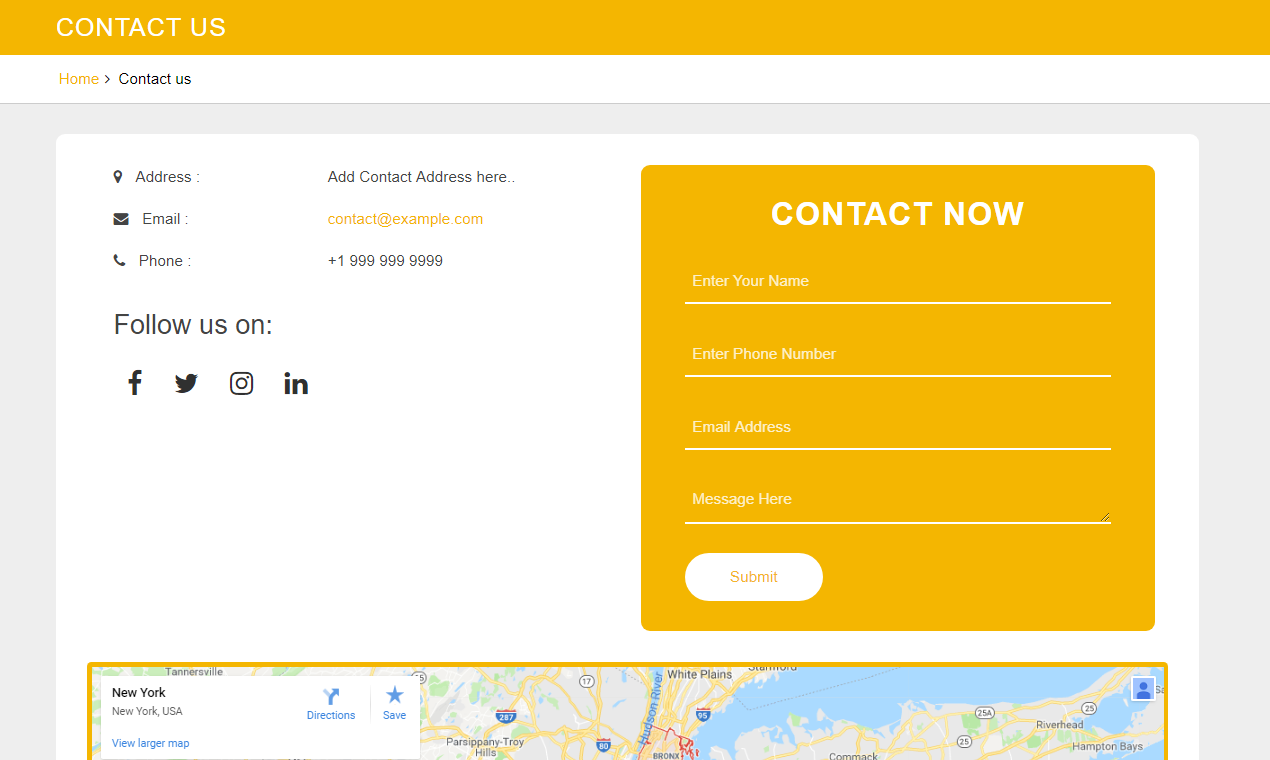 select Contact Page template