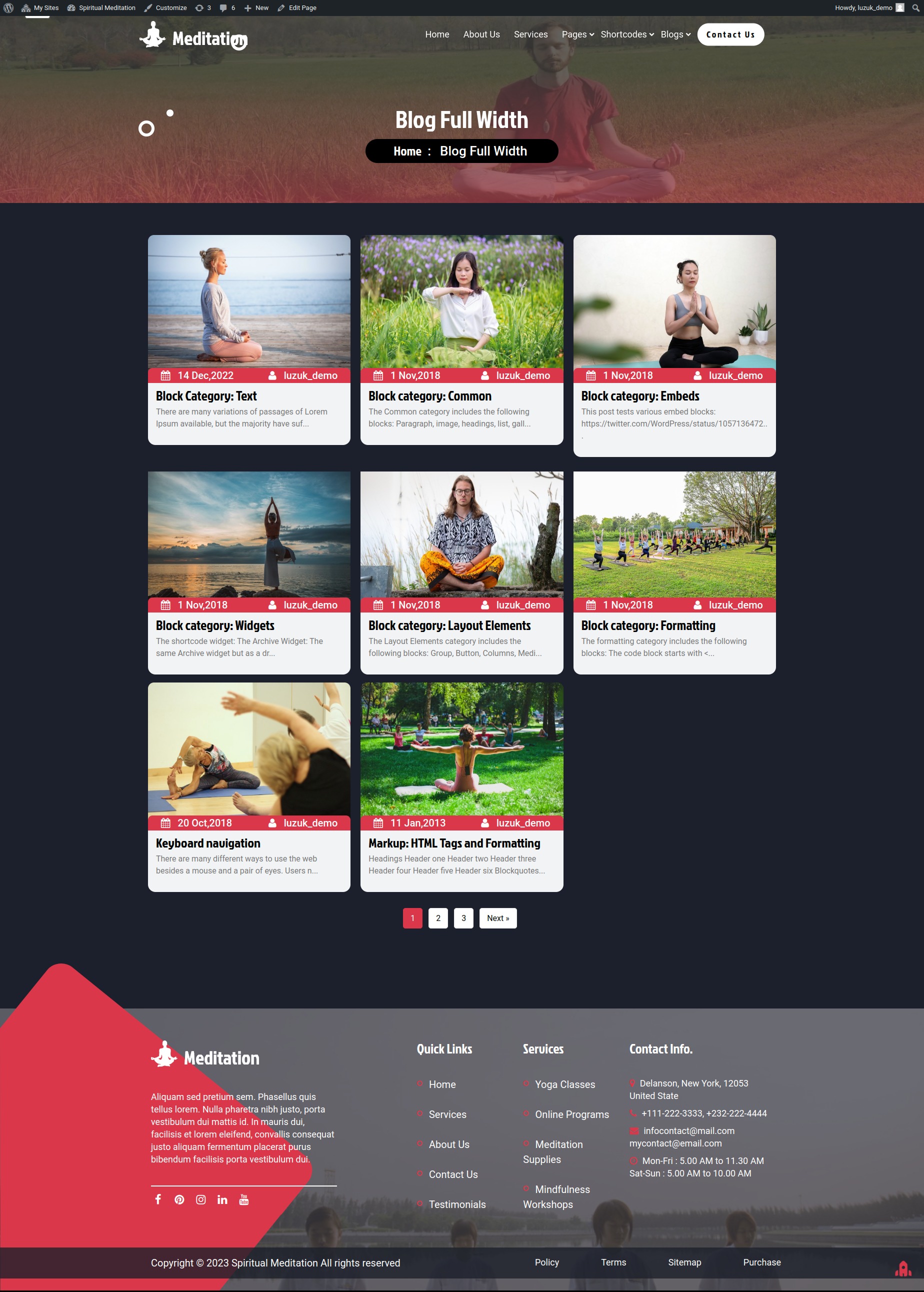 select Blog Full Width template