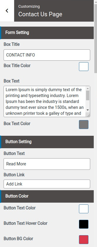 select Contact Page template