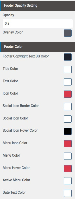 set Footer section