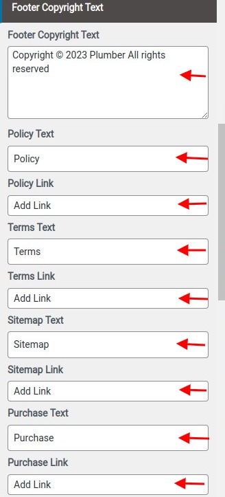 set Footer section