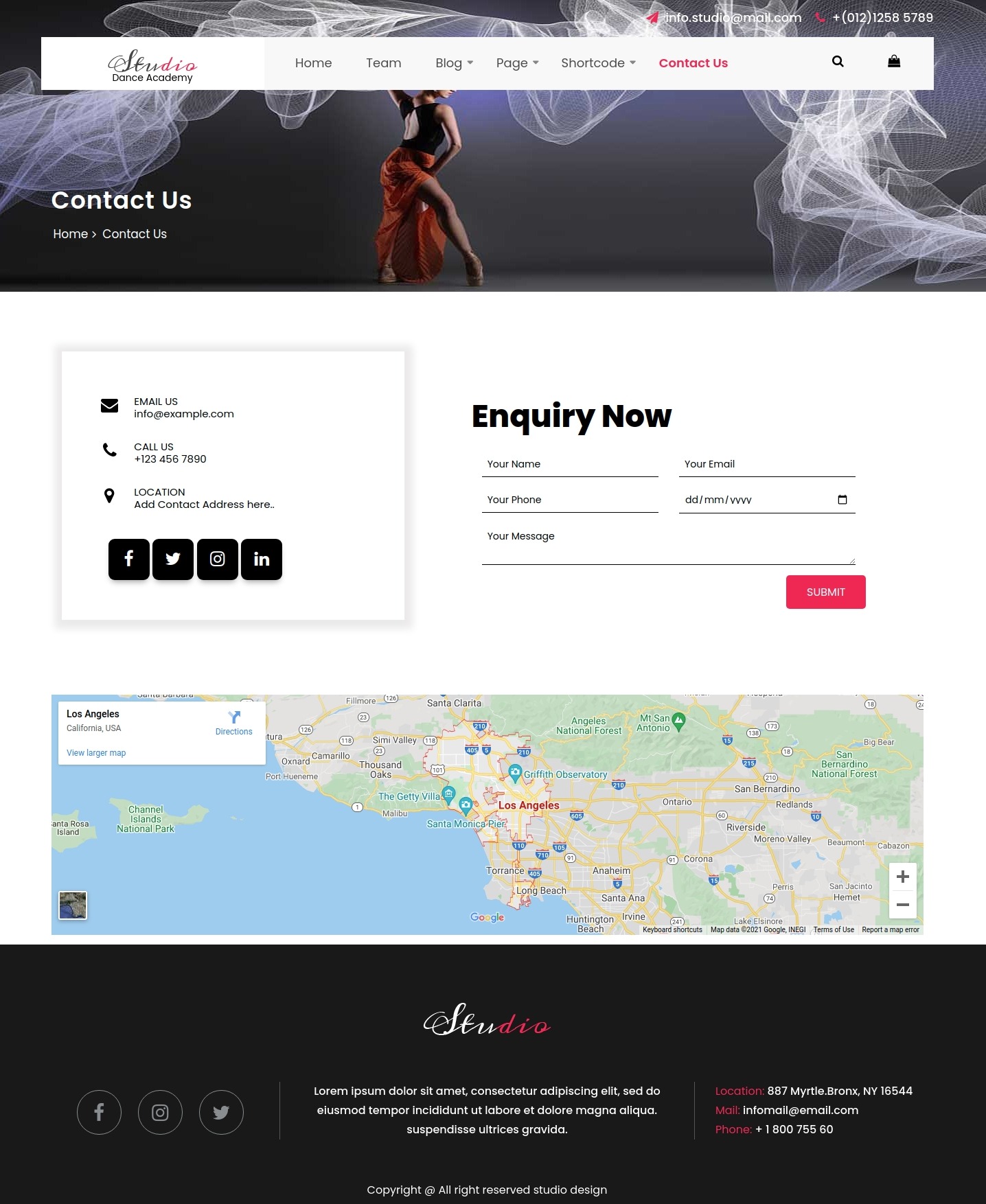 select Contact Page template