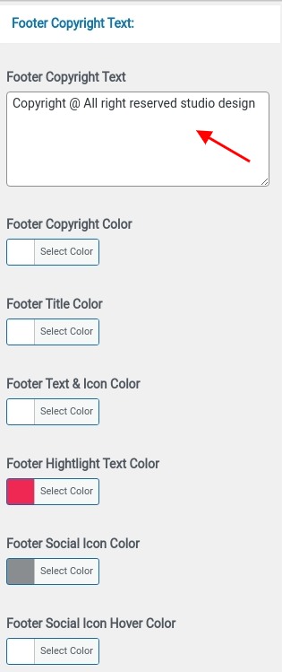 set Footer section