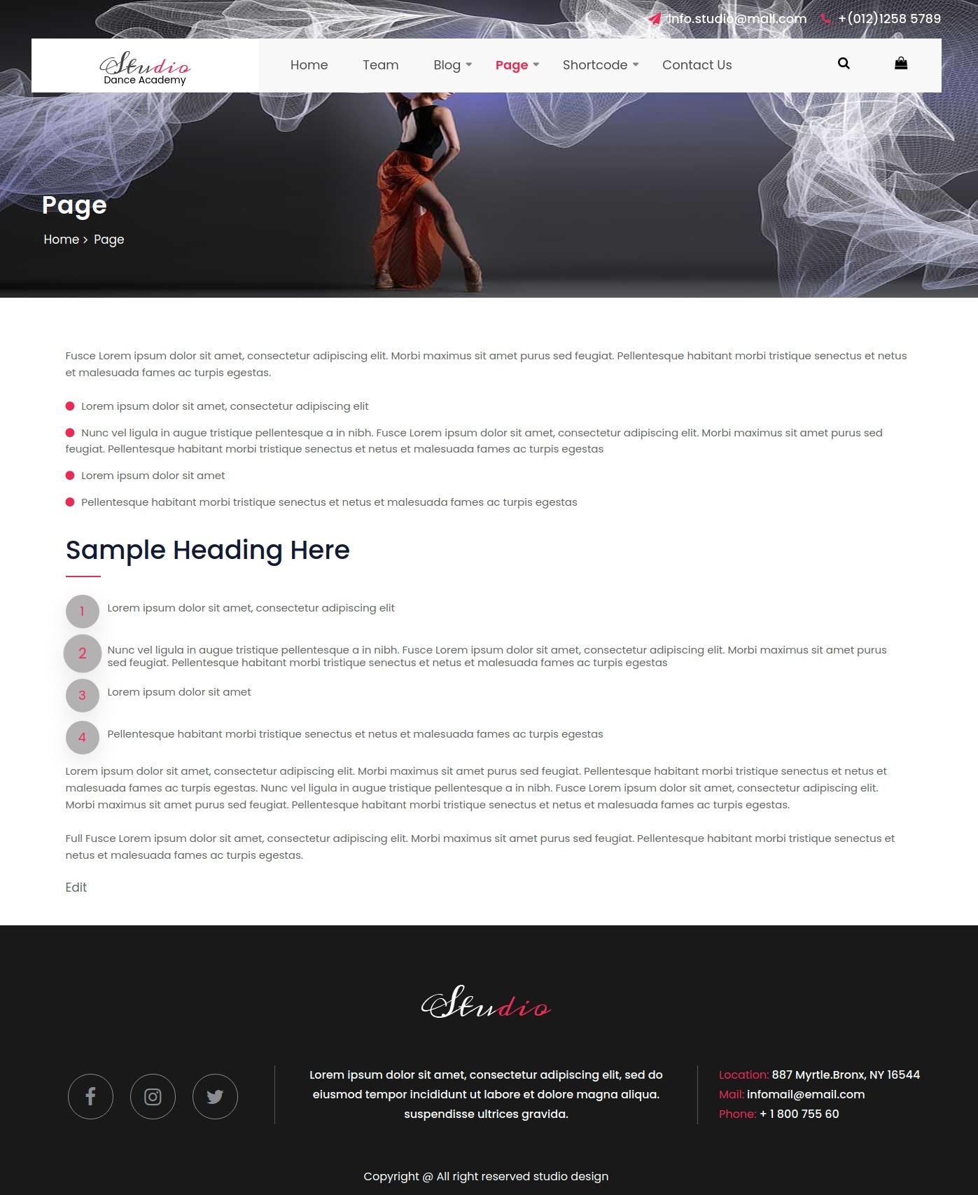 select Full Width Page template