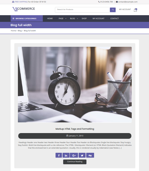 select Blog Full Width template