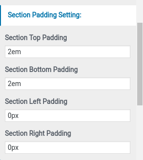set client product section padding