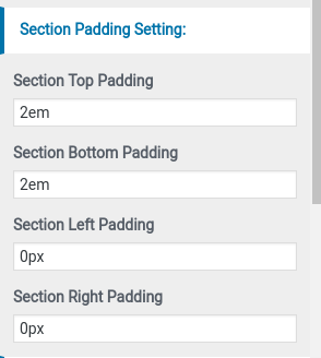 set pro 2 section padding
