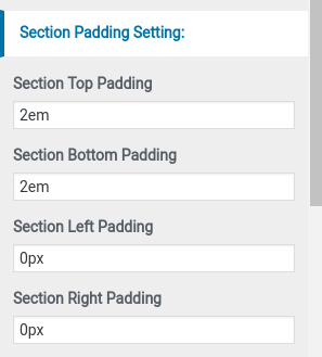 set pro 1 section padding