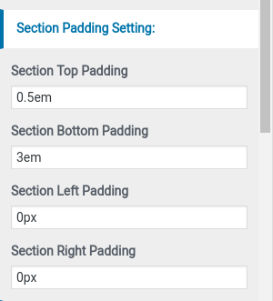 set support product section padding