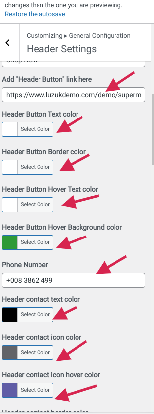 Set Header contact 