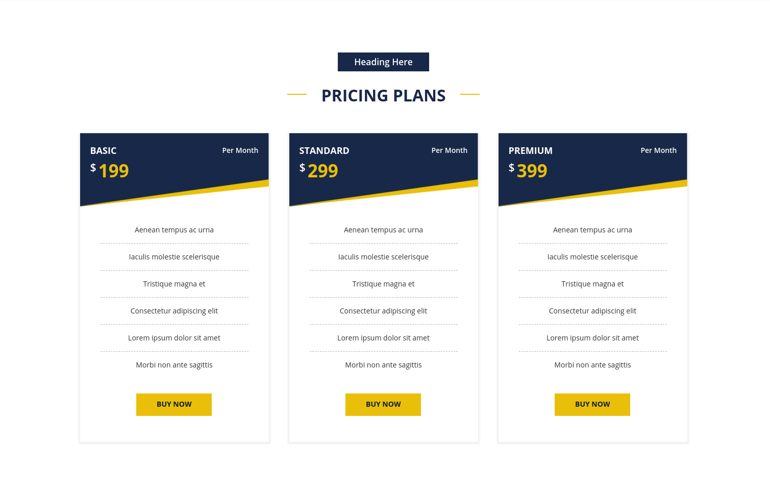 set Our pricing section