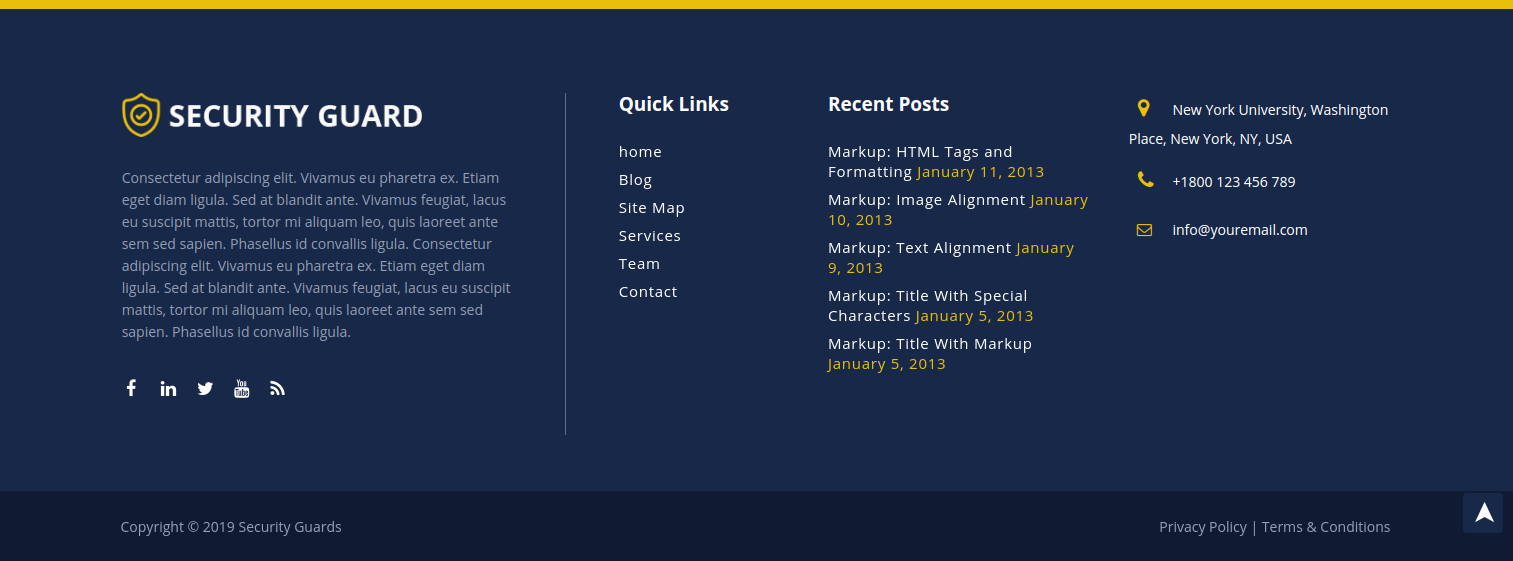 set footer section