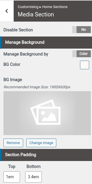 set Mediad Page section