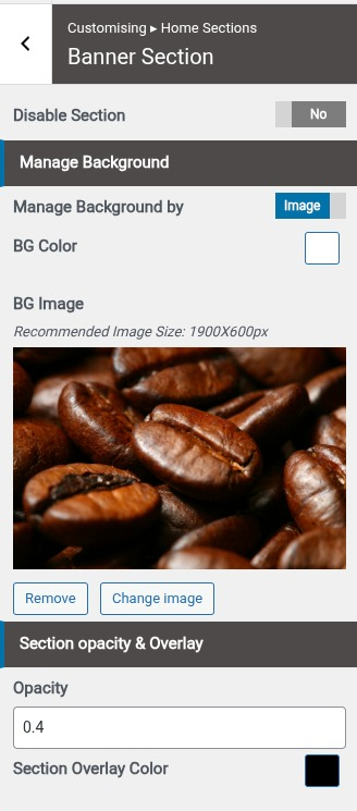 set Featured Page section