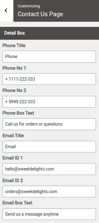 select Contact Page template