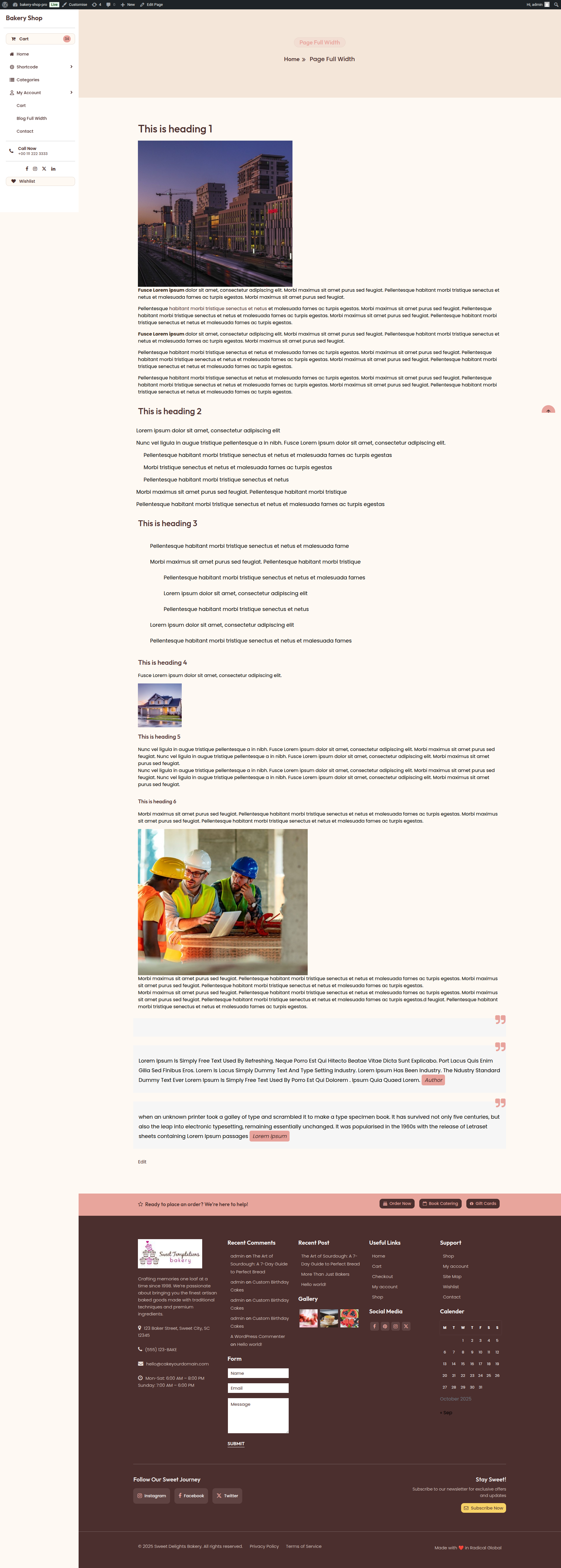 select Full Width Page template