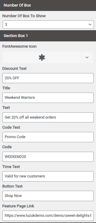 set Featured Page section