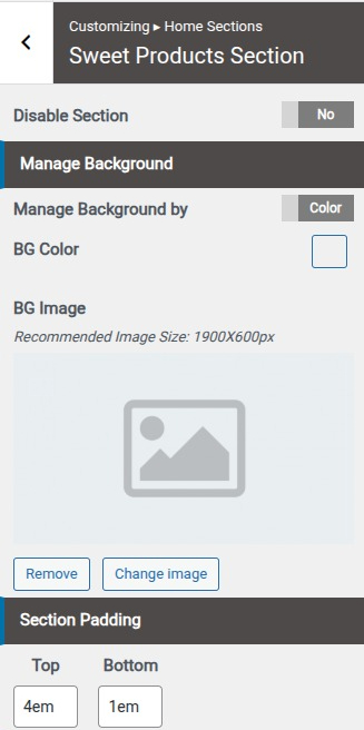 set Featured Page section