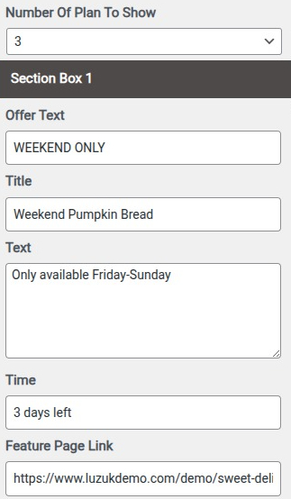 set Featured Page section