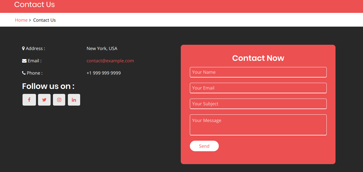 select Contact Page template