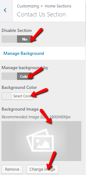 set contact section