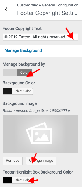 set Footer section