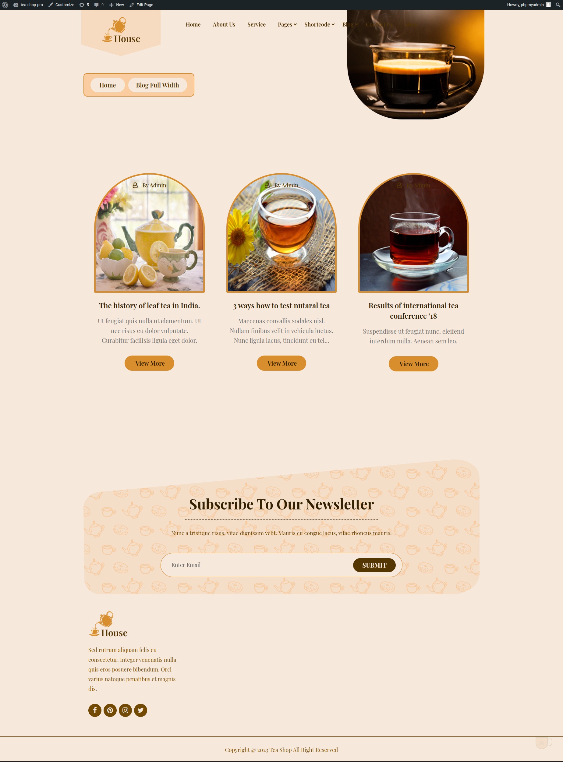 select Blog Full Width template