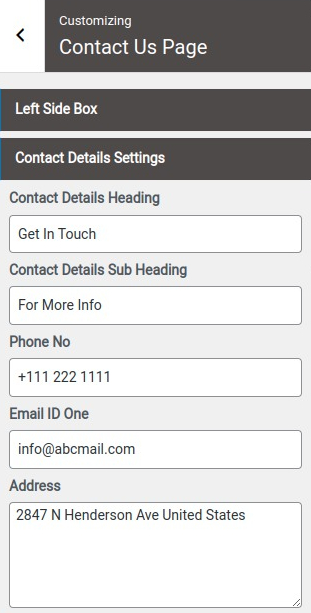 select Contact Page template